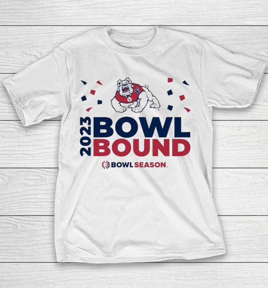 Fresno State Bulldogs 2023 Bowl Bound Bow Season Go Dawgs Logo Youth T-Shirt