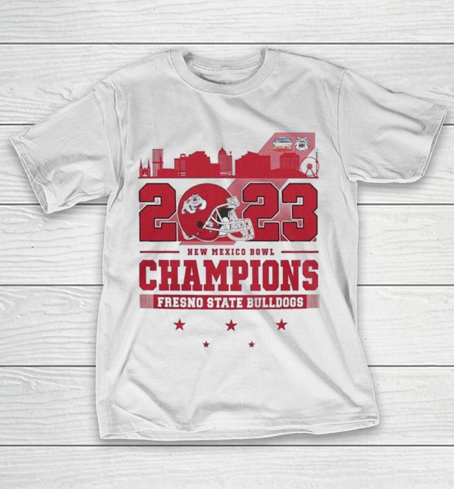 Fresno State Bulldogs Skyline 2023 New Mexico Bowl Champions T-Shirt