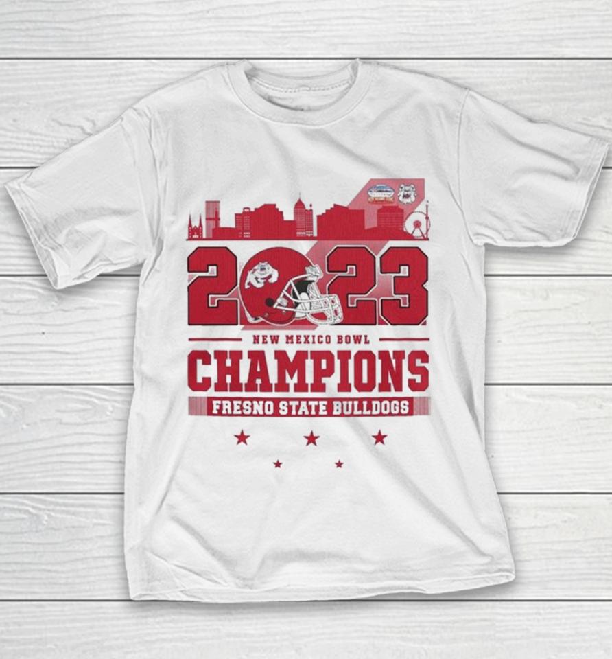 Fresno State Bulldogs Skyline 2023 New Mexico Bowl Champions Youth T-Shirt
