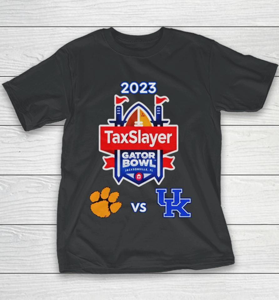 Friday December 29Th 2023 Taxslayer Gator Bowl Clemson Tigers Vs Kentucky Tiaa Bank Field Jacksonville Fl Cfb Bowl Game Youth T-Shirt