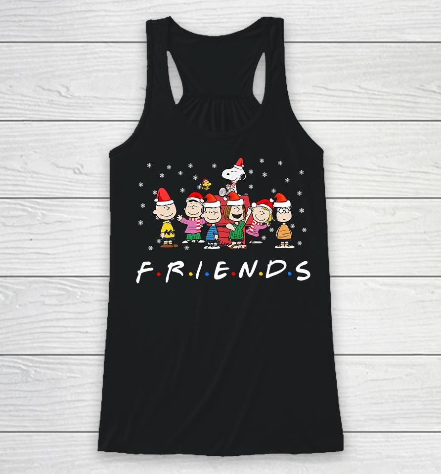 Friends Christmas Shirt, Peanuts Snoopy And Friends Santa Hat Mery Christmas Racerback Tank