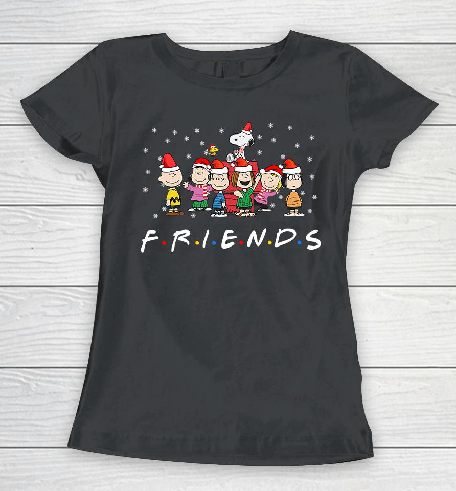 Friends Christmas Shirt, Peanuts Snoopy And Friends Santa Hat Mery Christmas Women T-Shirt