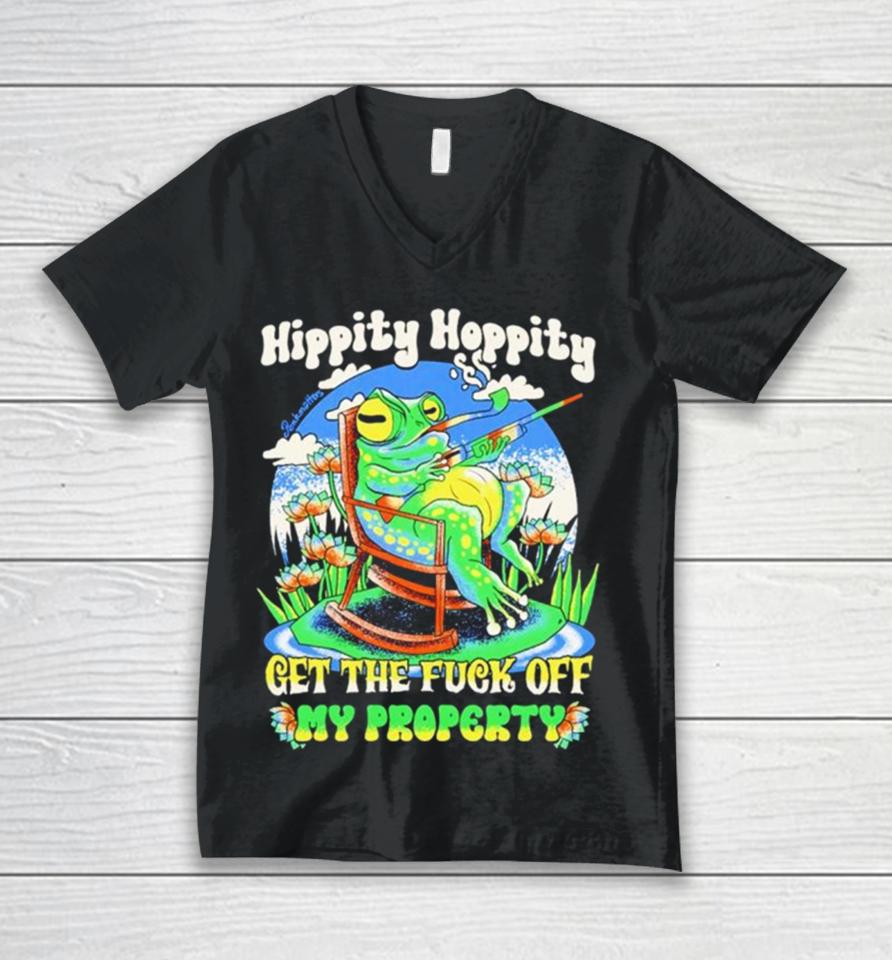 Frog Hippity Hoppity Get The Fuck Off My Property Unisex V-Neck T-Shirt