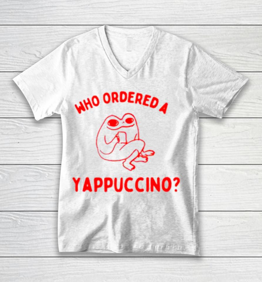 Frog Who Ordered A Yappachino Unisex V-Neck T-Shirt