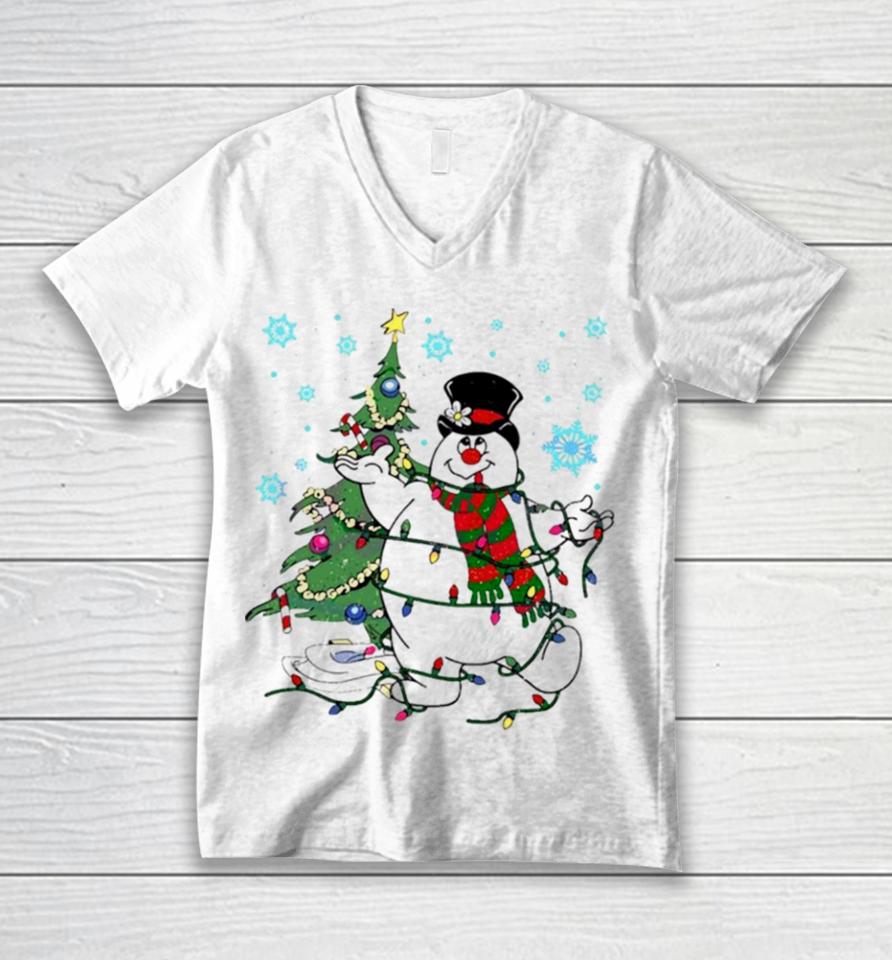 Frosty The Snowman Christmas Tree Unisex V-Neck T-Shirt