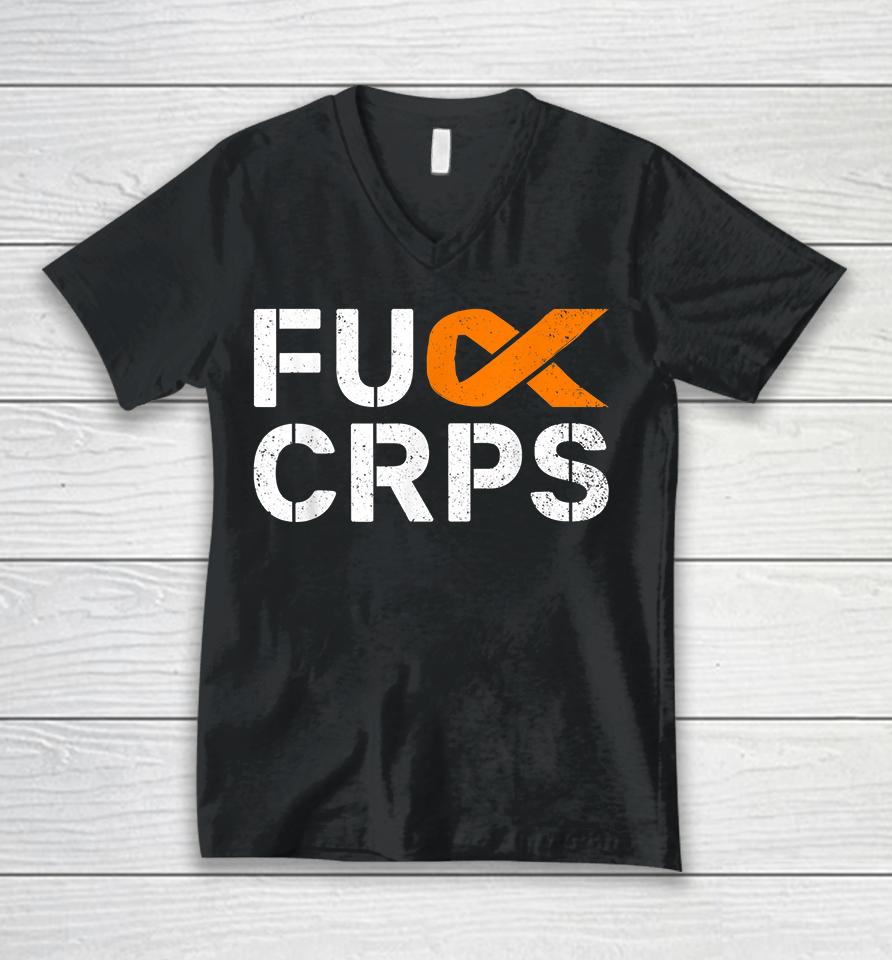 Fuck Crps Rsd Awareness Orange Ribbon Warrior Support Unisex V-Neck T-Shirt