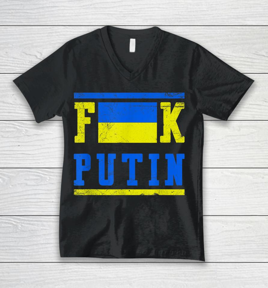 Fuck Putin Support Ukraine Unisex V-Neck T-Shirt