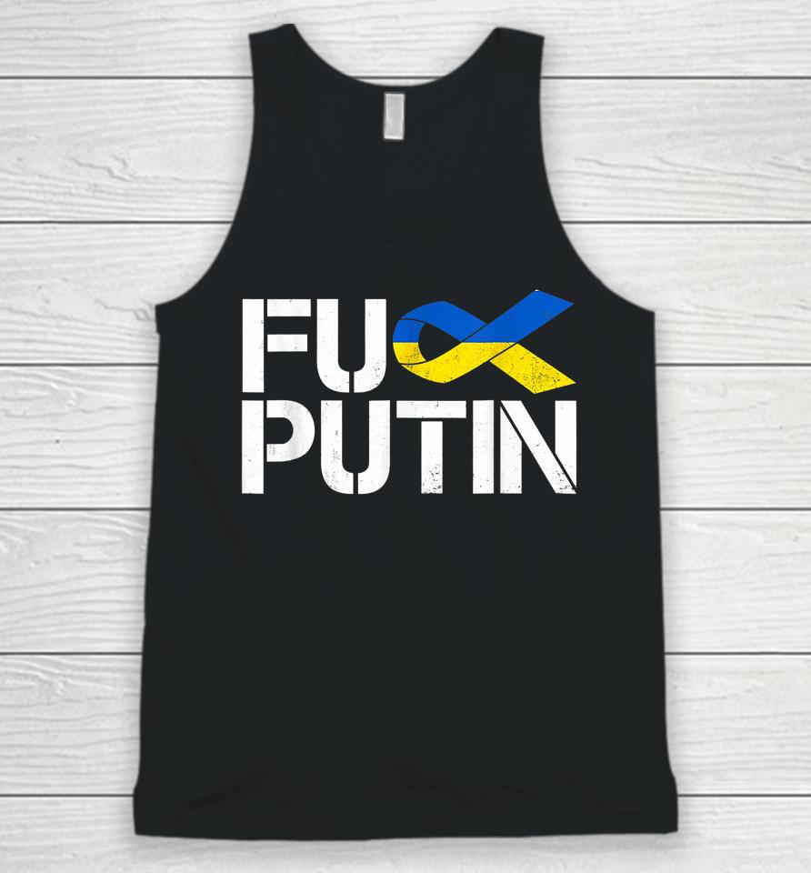 Fuck Putin Ukraine Ribbon Unisex Tank Top