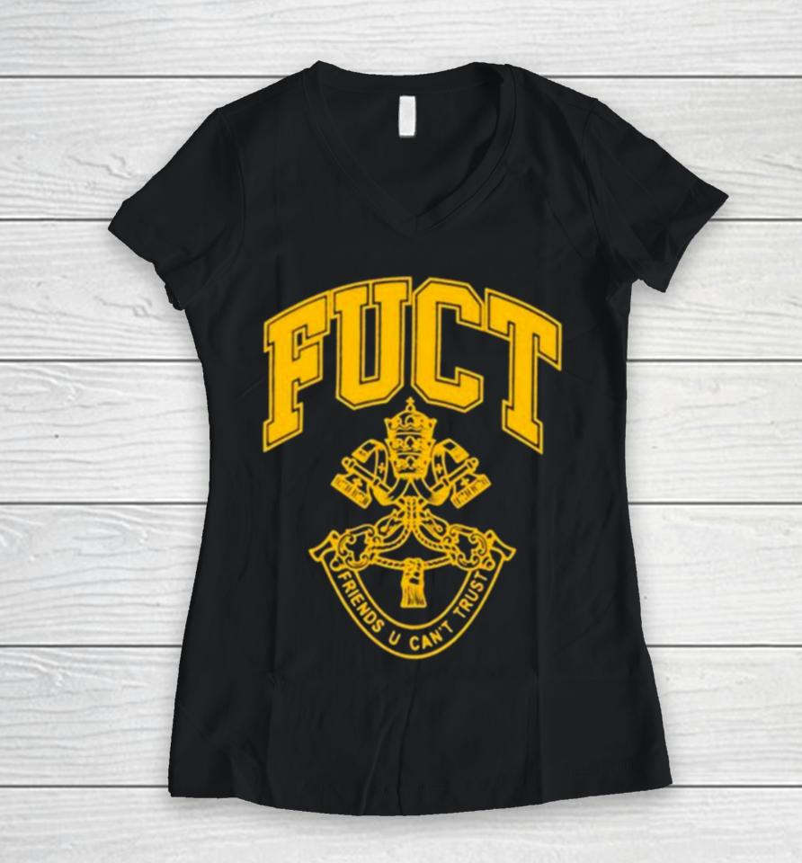 Fuct Vatican City Crest Women V-Neck T-Shirt