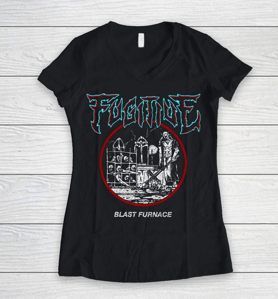 Fugitive Blast Furnace Women V-Neck T-Shirt