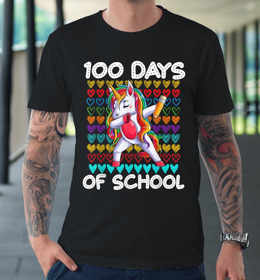 Funny 100 Days Of School 100Th Day Of School Unicorn Girls Premium T-Shirt