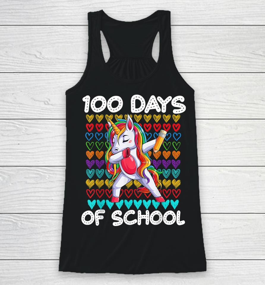 Funny 100 Days Of School 100Th Day Of School Unicorn Girls Racerback Tank