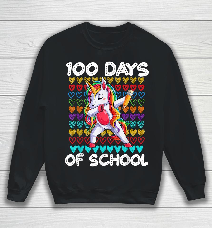 Funny 100 Days Of School 100Th Day Of School Unicorn Girls Sweatshirt