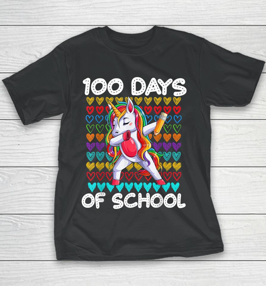 Funny 100 Days Of School 100Th Day Of School Unicorn Girls Youth T-Shirt