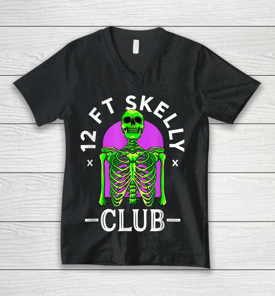Funny 12 Foot Skeleton Fans Club Lazy Halloween Unisex V-Neck T-Shirt