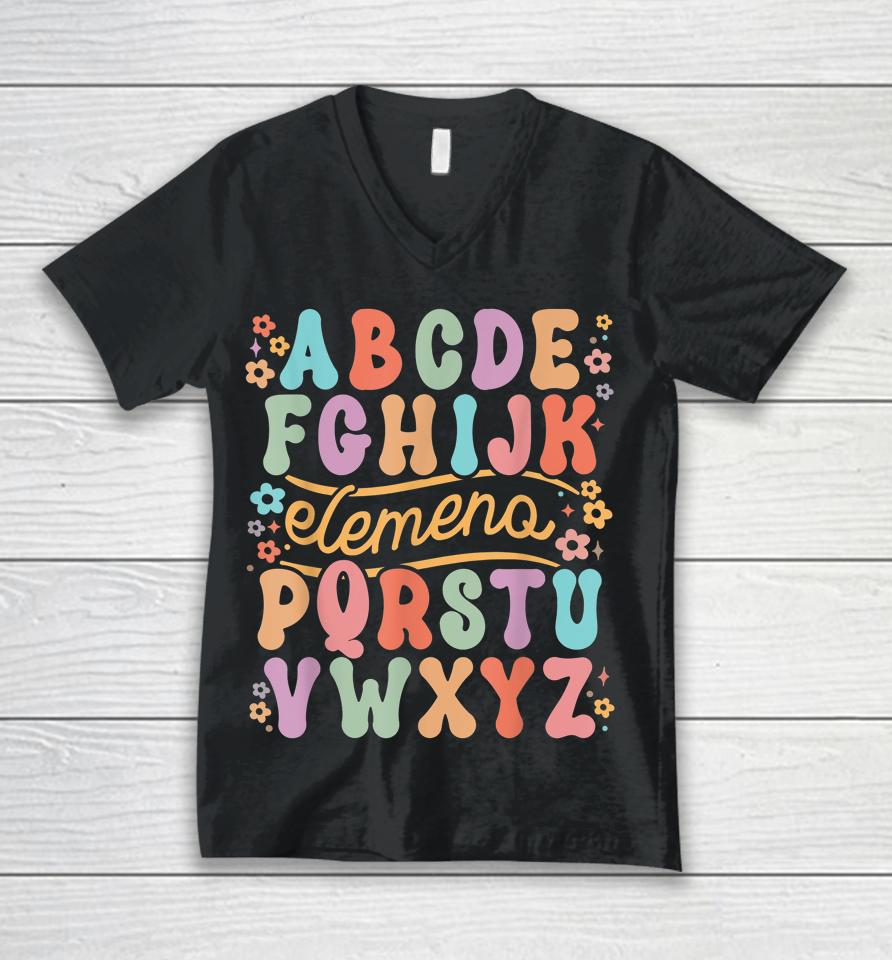 Funny Abcdefghijk Elemeno P Teaching Alphabets Unisex V-Neck T-Shirt