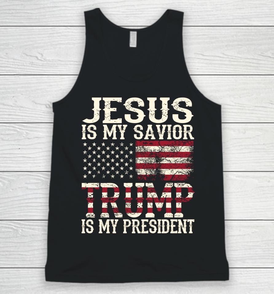 Funny American Jesus Is My Savior Trump Is My President Gift Unisex Tank Top