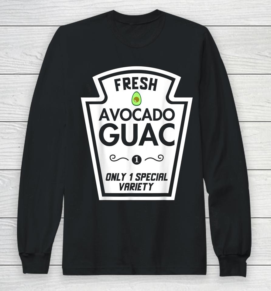 Funny Avocado Guac Group Condiments Halloween Diy Costume Long Sleeve T-Shirt