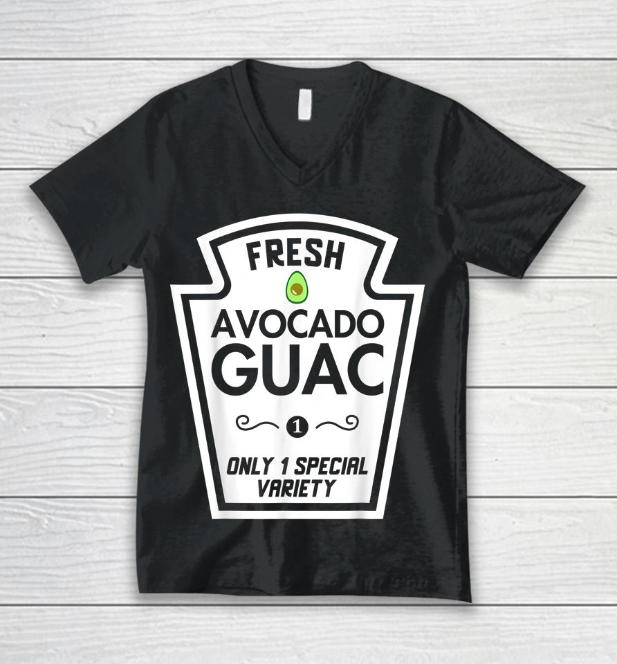 Funny Avocado Guac Group Condiments Halloween Diy Costume Unisex V-Neck T-Shirt