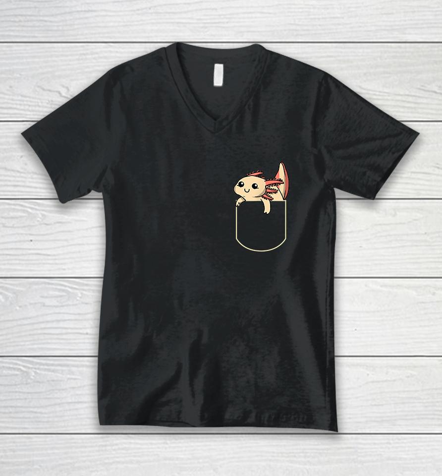 Funny Axolotl In The Pocket Unisex V-Neck T-Shirt