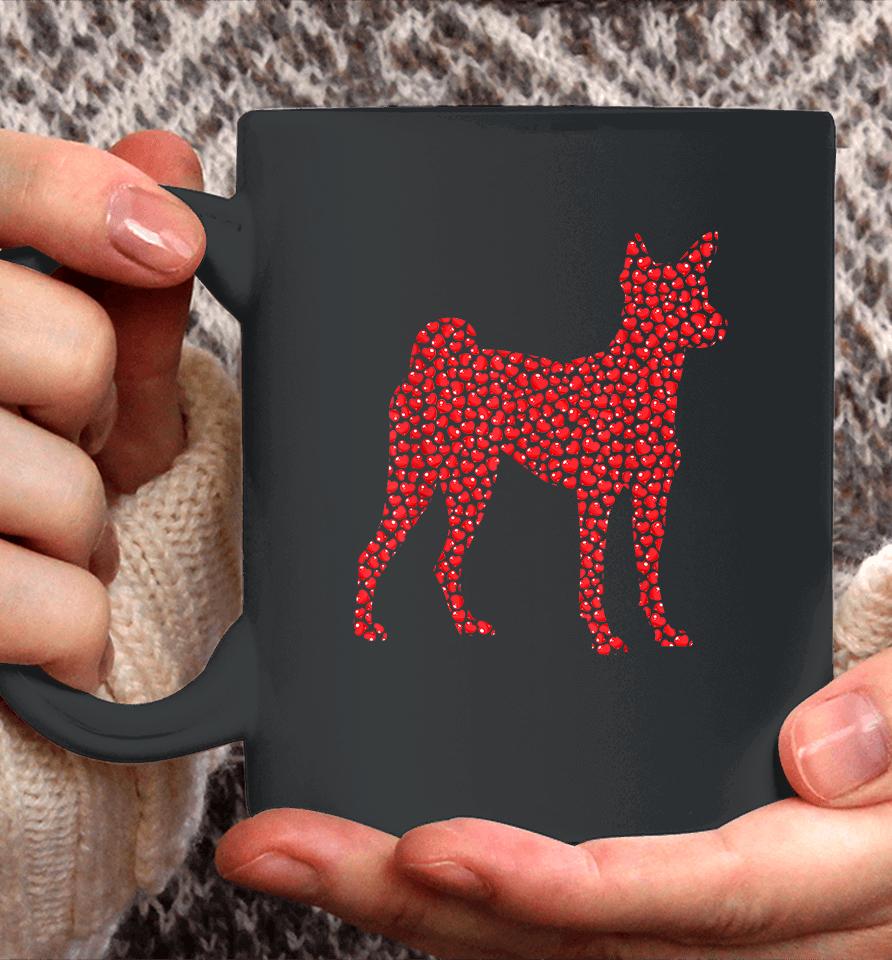 Funny Basenji Dog Lover Hearts Love Valentine Coffee Mug
