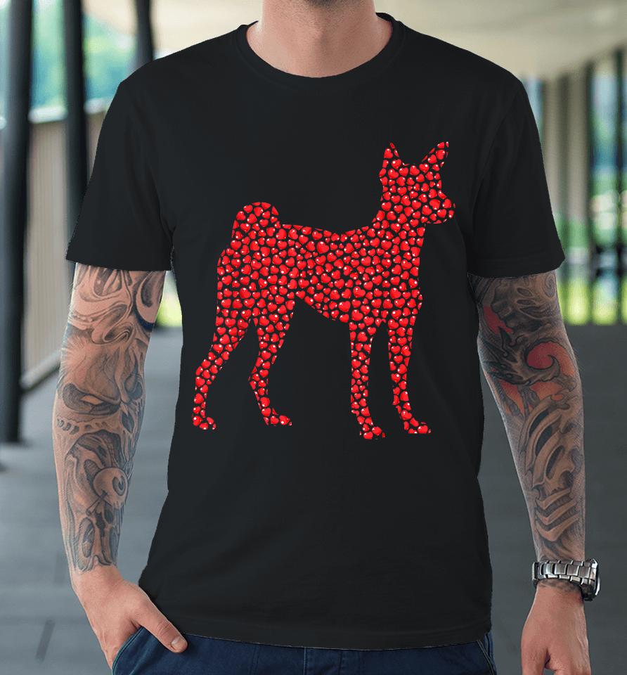 Funny Basenji Dog Lover Hearts Love Valentine Premium T-Shirt