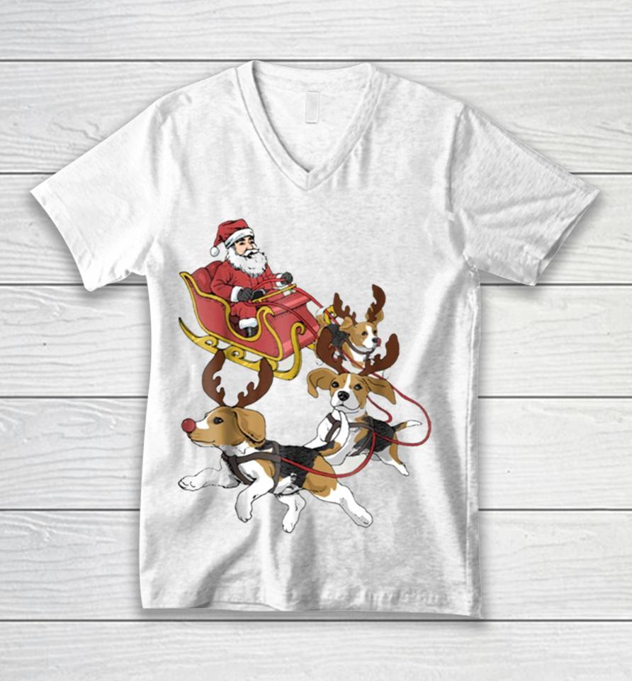 Funny Beagle Christmas For Cute Dog Lovers Unisex V-Neck T-Shirt