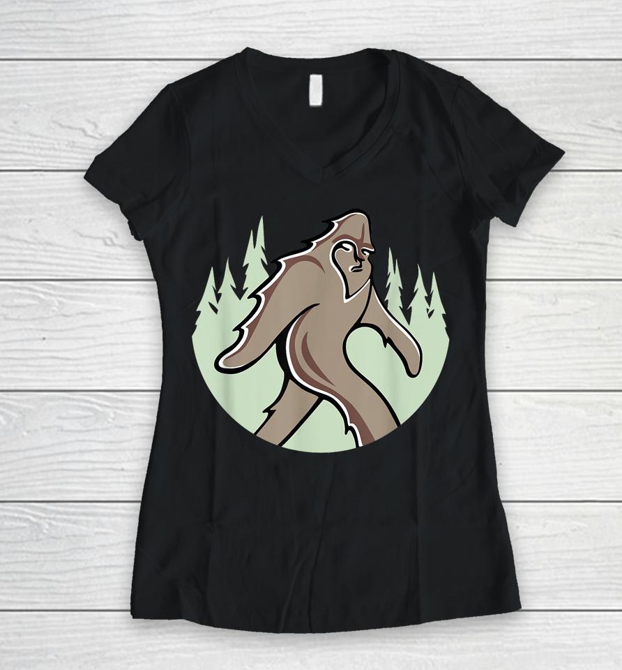 Funny Bigfoot - Sasquatch Art Women V-Neck T-Shirt
