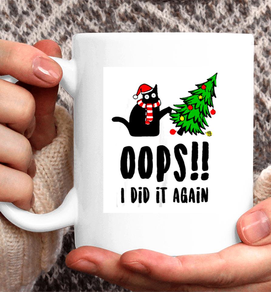 Funny Black Cat Christmas Tree Oops I Did It Again Britney Spears Coffee Mug