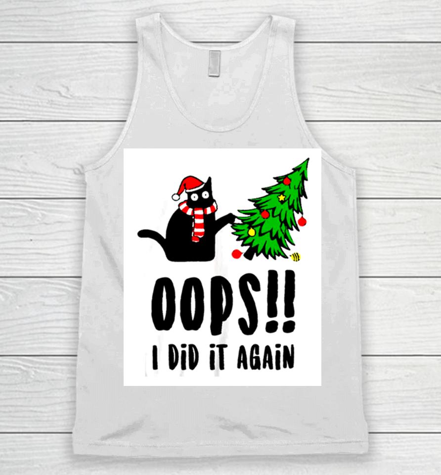 Funny Black Cat Christmas Tree Oops I Did It Again Britney Spears Unisex Tank Top