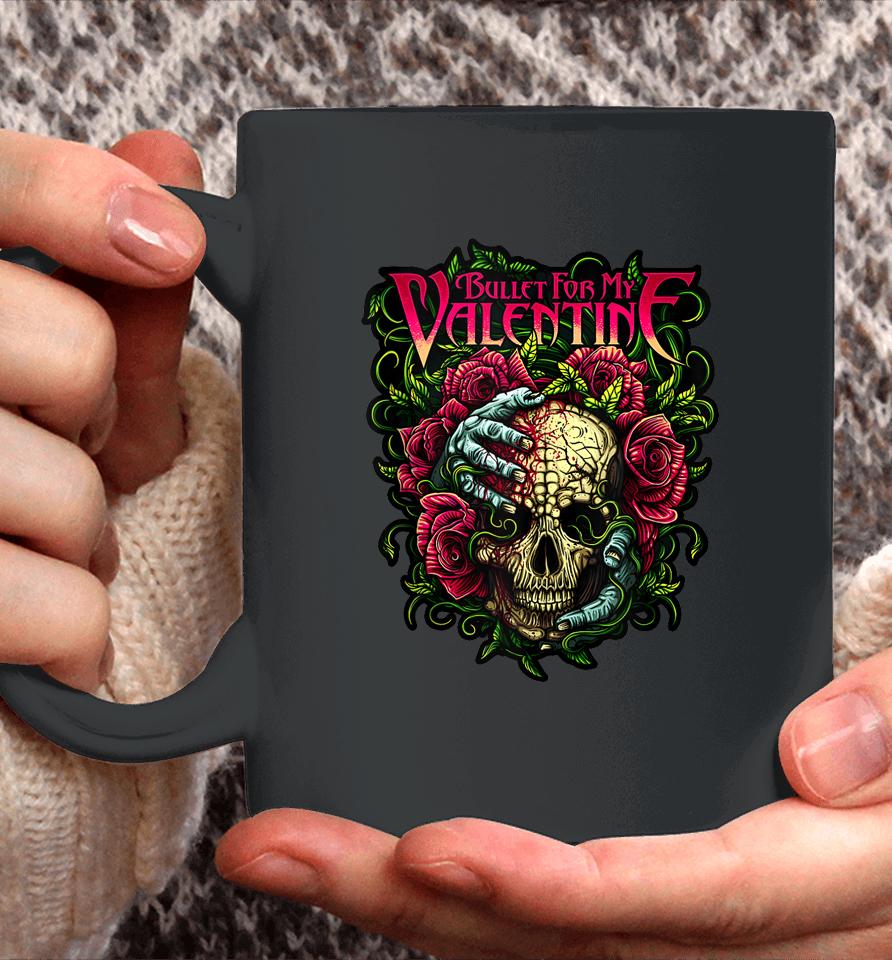 Funny Bullet My Valentine Skull Roses And Red Blood Horror Coffee Mug