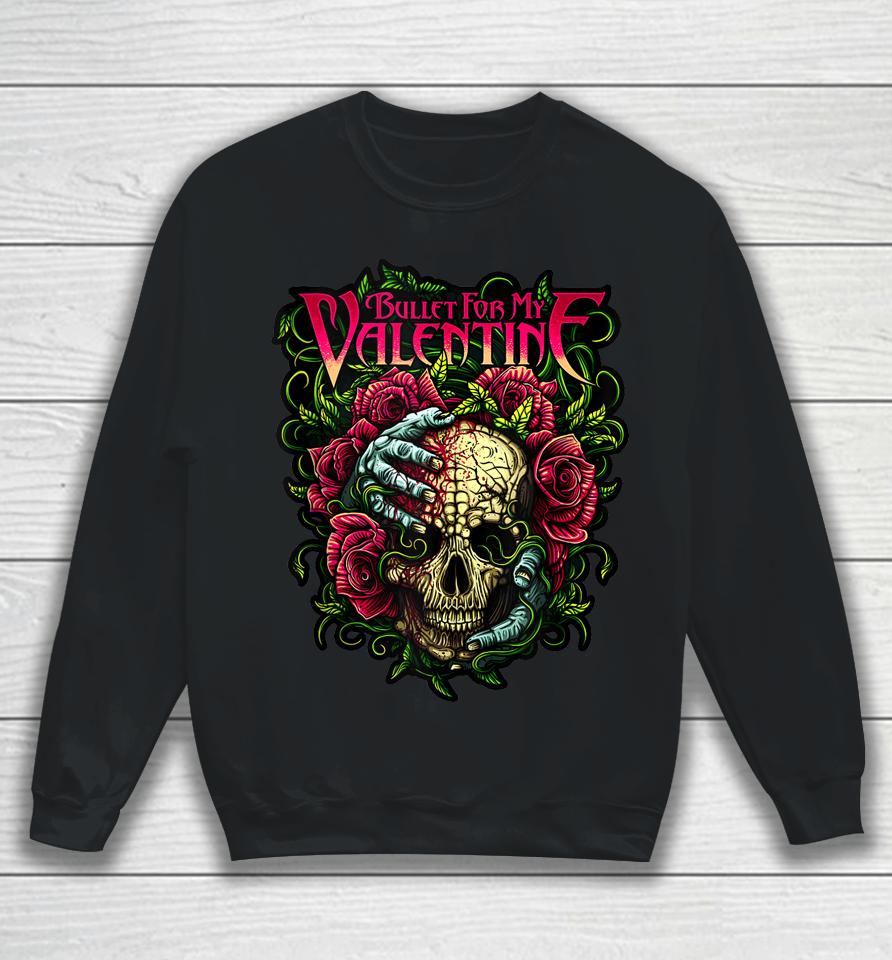 Funny Bullet My Valentine Skull Roses And Red Blood Horror Sweatshirt