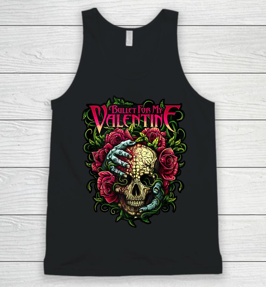 Funny Bullet My Valentine Skull Roses And Red Blood Horror Unisex Tank Top