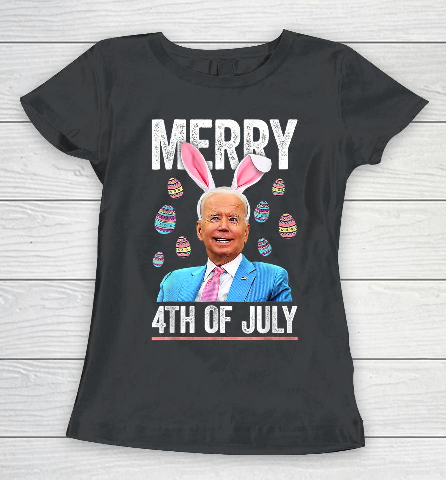Funny Bunny Joe Biden 4Th Of July Happy Easter Day Women T-Shirt