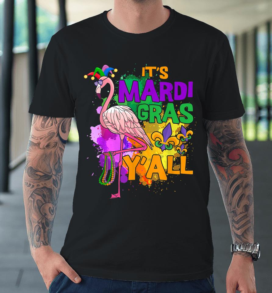 Funny Carnival Party Gift Idea Flamingo Mardi Gras Premium T-Shirt