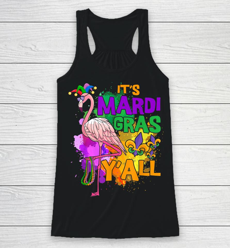 Funny Carnival Party Gift Idea Flamingo Mardi Gras Racerback Tank