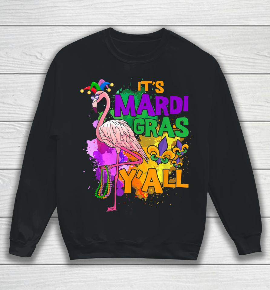 Funny Carnival Party Gift Idea Flamingo Mardi Gras Sweatshirt