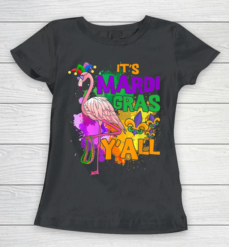 Funny Carnival Party Gift Idea Flamingo Mardi Gras Women T-Shirt