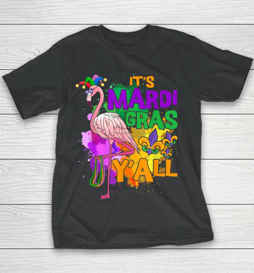 Funny Carnival Party Gift Idea Flamingo Mardi Gras Youth T-Shirt