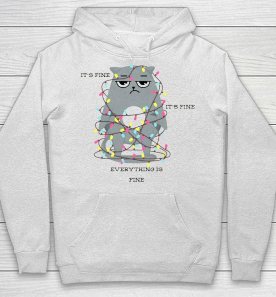 Funny Cat Christmas Lights I’m Fine Everything Is Fine Hoodie