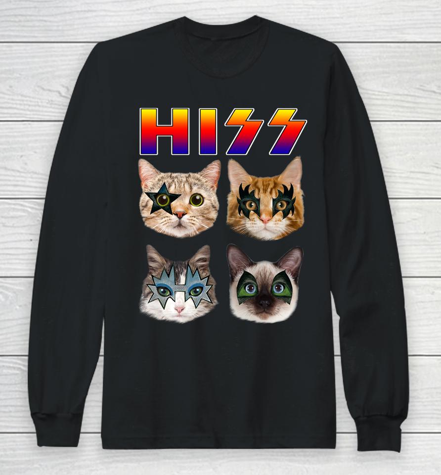 Funny Cat Hiss Rock And Roll For Cat Lover, Cat Dad, Cat Mom Long Sleeve T-Shirt