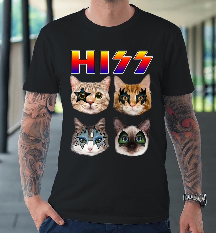 Funny Cat Hiss Rock And Roll For Cat Lover, Cat Dad, Cat Mom Premium T-Shirt