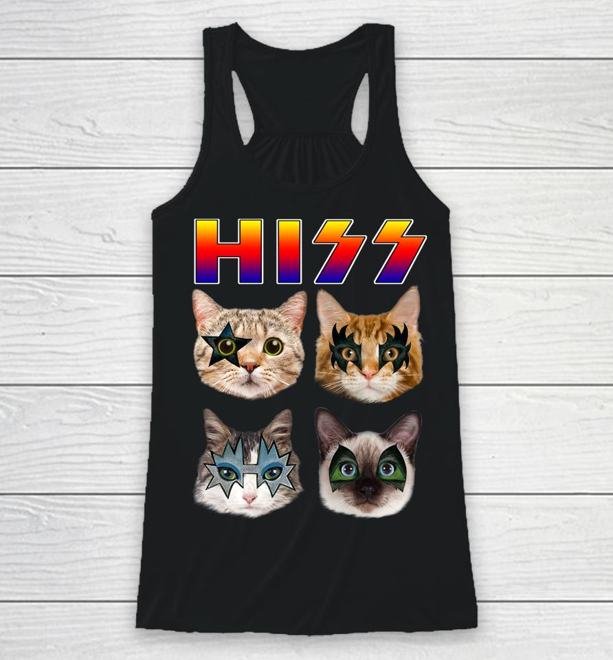 Funny Cat Hiss Rock And Roll For Cat Lover, Cat Dad, Cat Mom Racerback Tank
