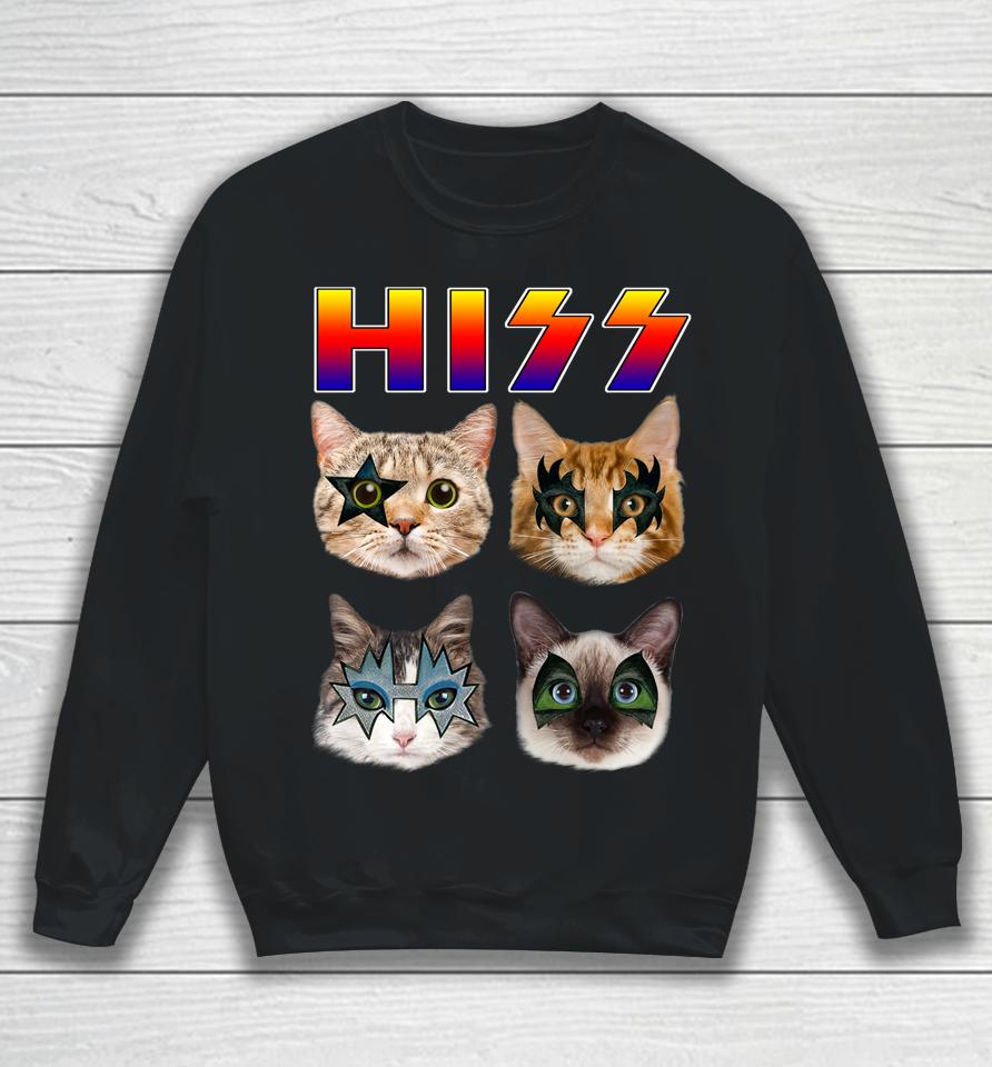 Funny Cat Hiss Rock And Roll For Cat Lover, Cat Dad, Cat Mom Sweatshirt