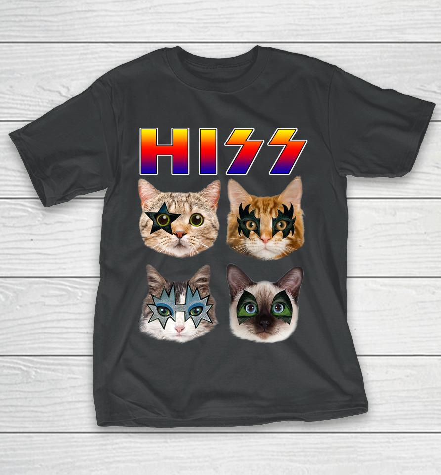 Funny Cat Hiss Rock And Roll For Cat Lover, Cat Dad, Cat Mom T-Shirt