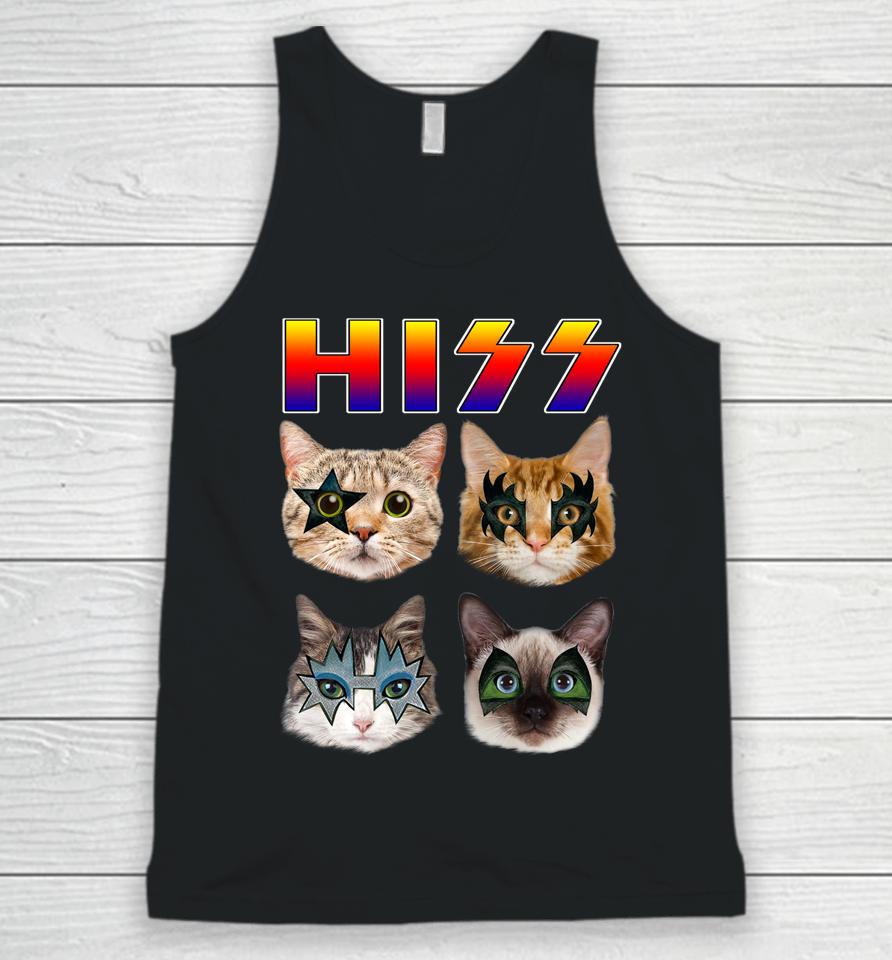 Funny Cat Hiss Rock And Roll For Cat Lover, Cat Dad, Cat Mom Unisex Tank Top