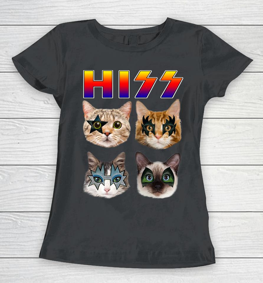 Funny Cat Hiss Rock And Roll For Cat Lover, Cat Dad, Cat Mom Women T-Shirt