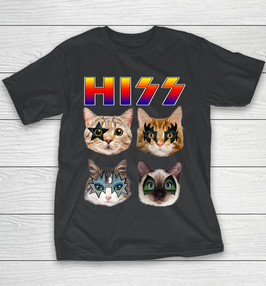 Funny Cat Hiss Rock And Roll For Cat Lover, Cat Dad, Cat Mom Youth T-Shirt