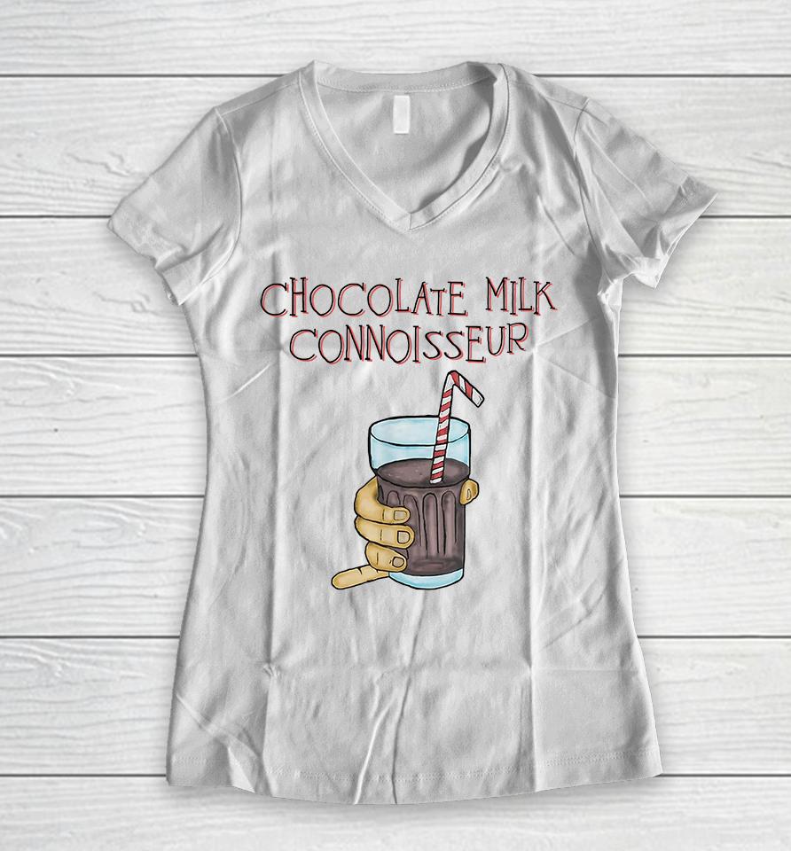 Funny Chocolate Milk Connoisseur Women V-Neck T-Shirt