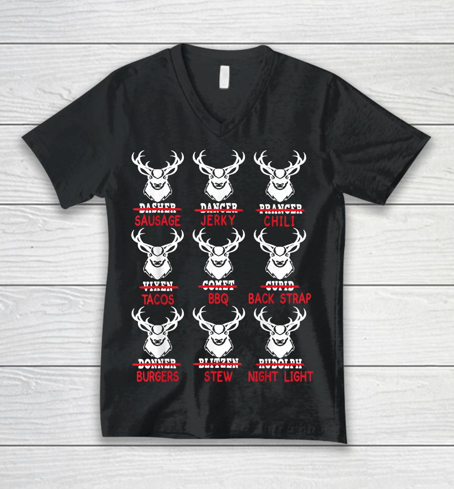 Funny Christmas Deer Bow Hunting Santa Hunter Unisex V-Neck T-Shirt
